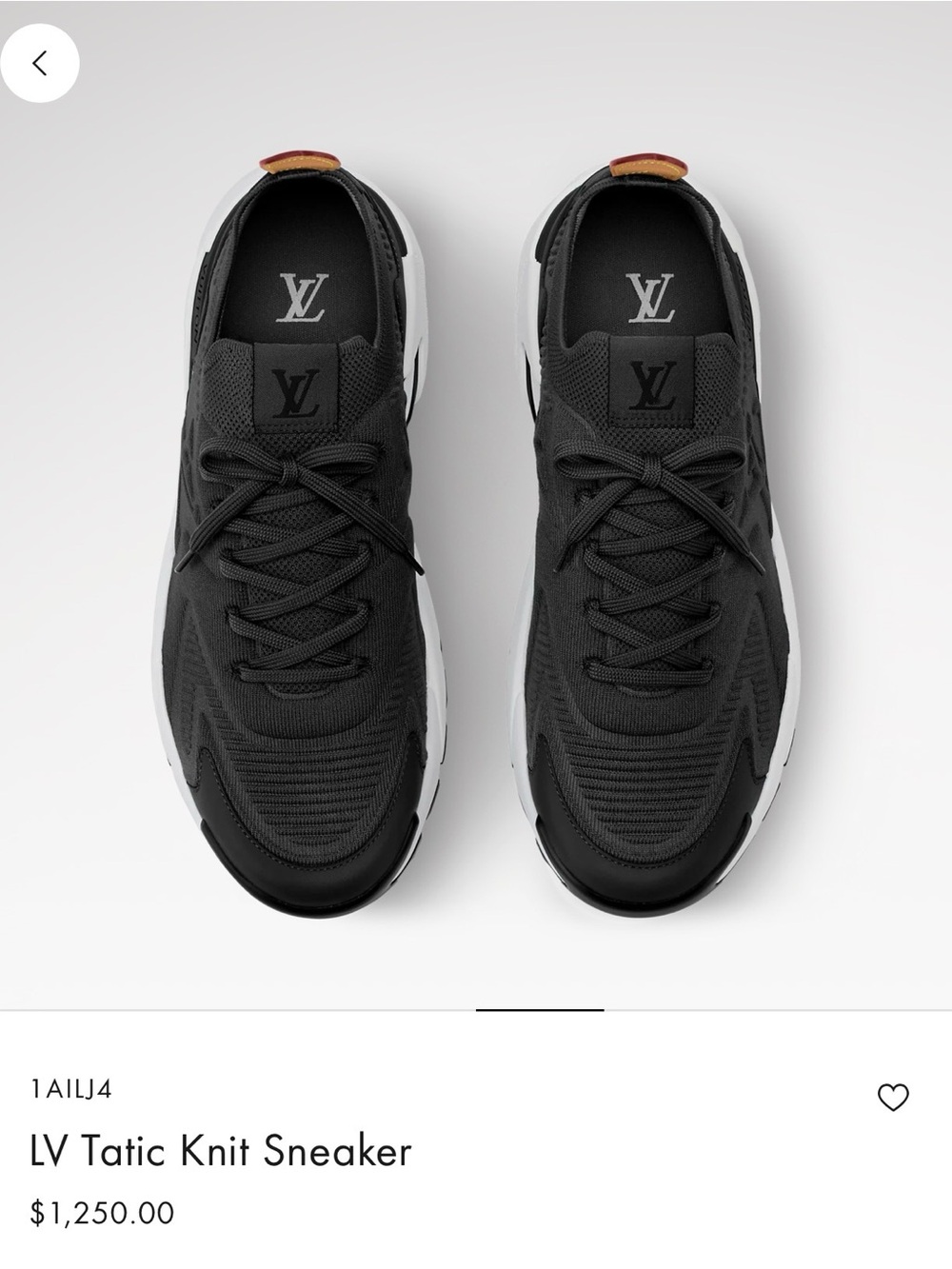 Louis Vuitton Black Knit LV Tatic Sneaker with White Sole
